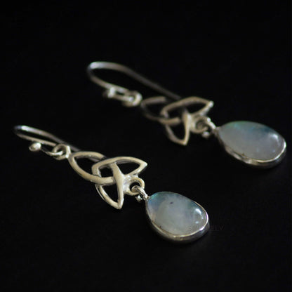 sterling silver celtic moonstone drop earrings