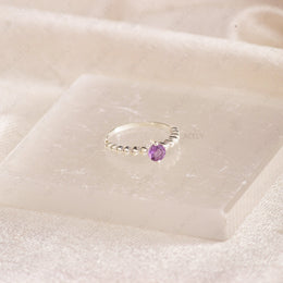 sterling silver faceted amethyst ring