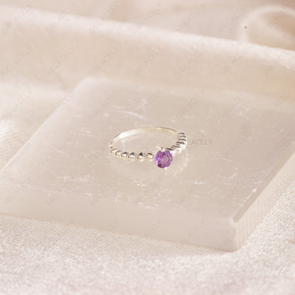 sterling silver faceted amethyst ring