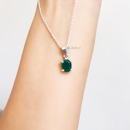 Sterling Silver Green Onyx Necklace