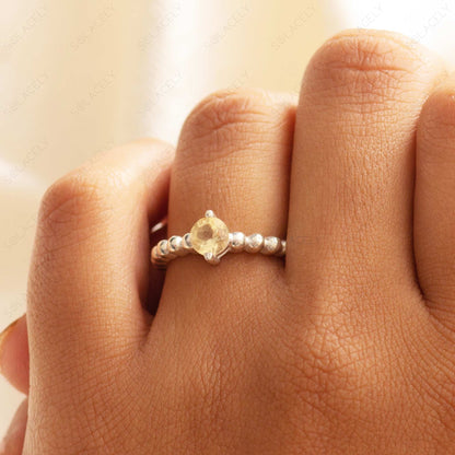 sterling silver ring faceted citrine