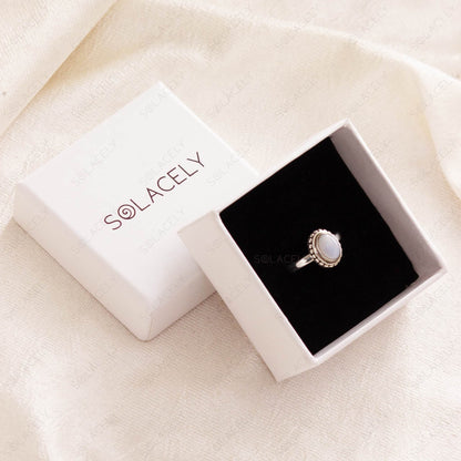 sterling silver ring with moonstone oval