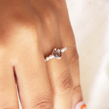 sterling silver smoky quartz faceted ring