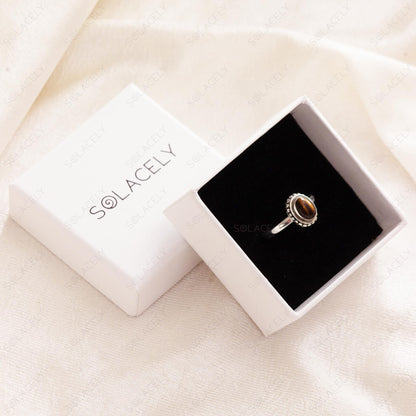 sterling silver tigers eye oval gem ring