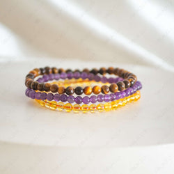 amethyst, citrine and tigers eye study bracelet