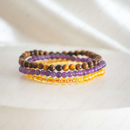 amethyst, citrine and tigers eye study bracelet