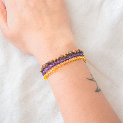 amethyst, citrine and tigers eye 4mm success bracelet