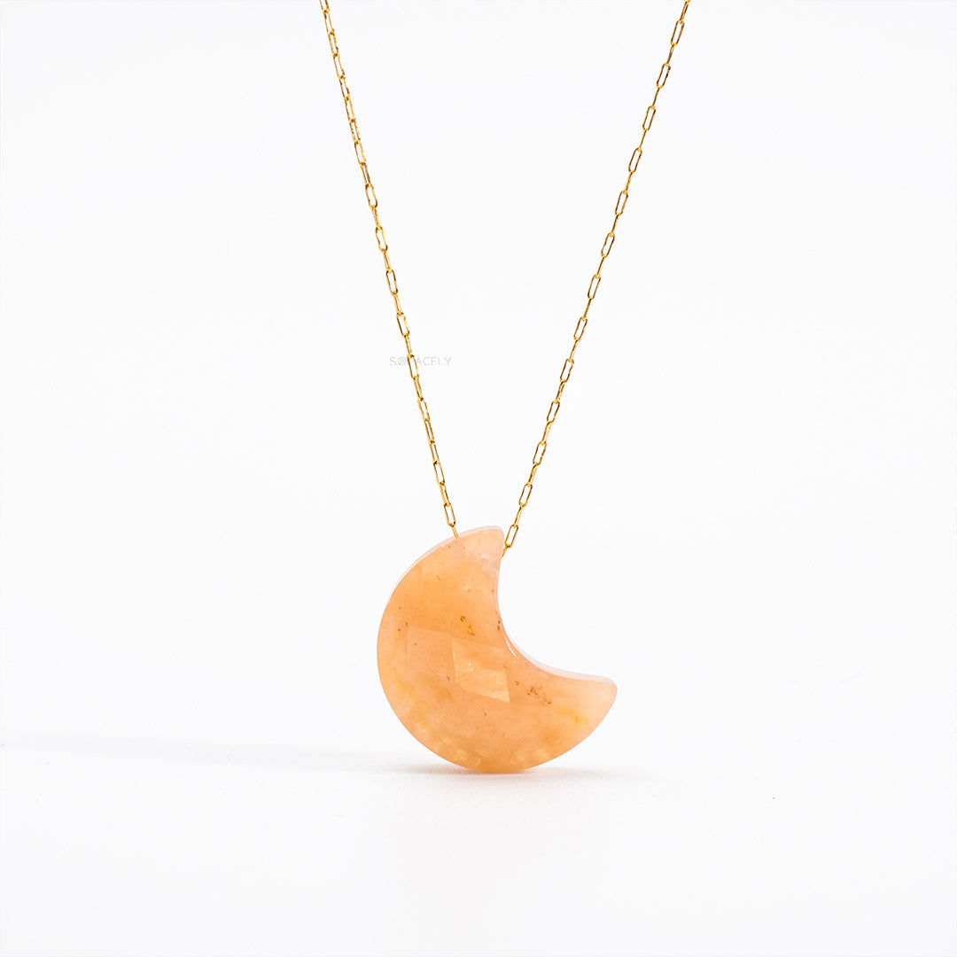 Sunstone crescent charm necklace