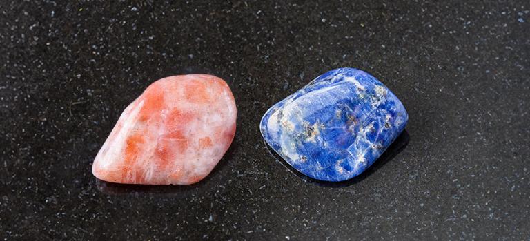 sunstone and sodalite crystal combination