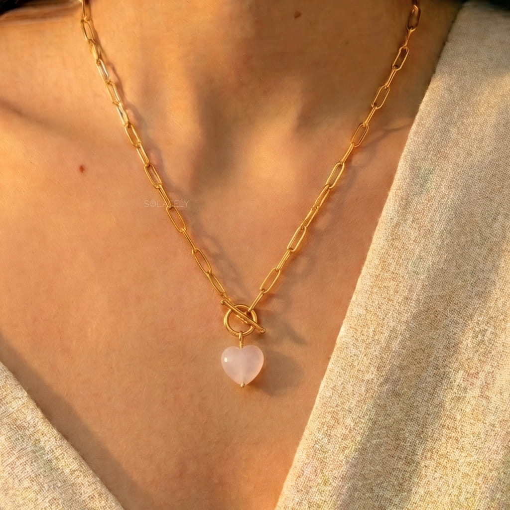 Tender heart rose quartz necklace