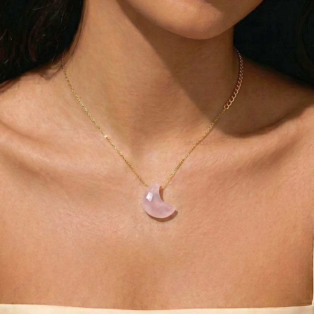 Tender light rose quartz necklace