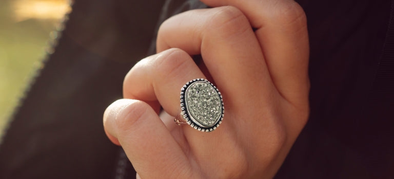 Pyrite stone ring for wealth