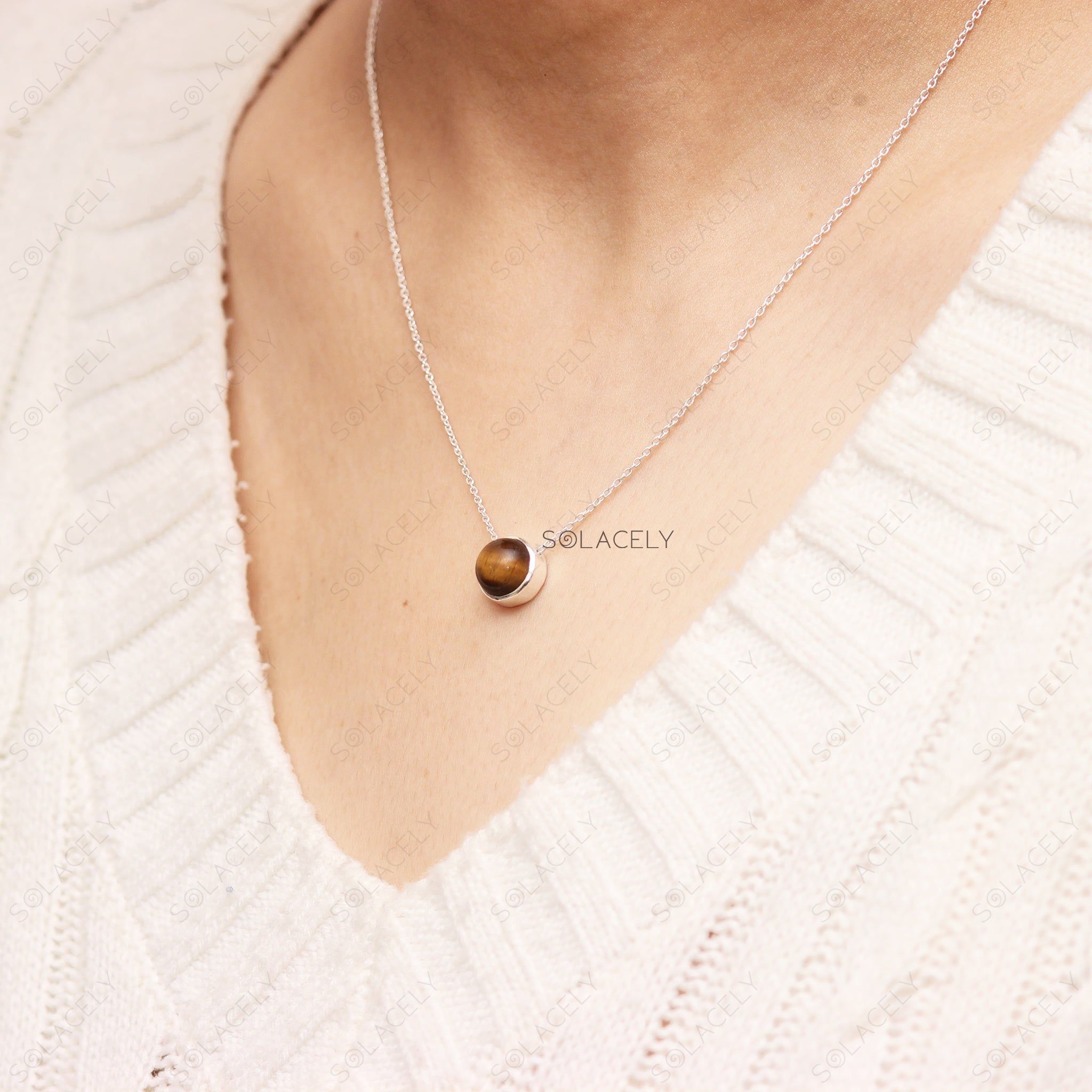 Sterling Silver Tiger Eye Necklace – Shop Now – Solacely