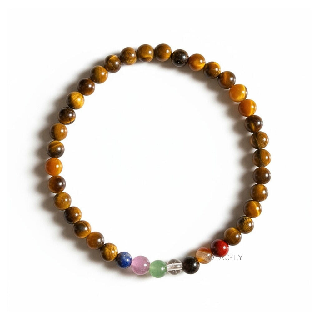 4mm tigers eye seven chakra bracelet