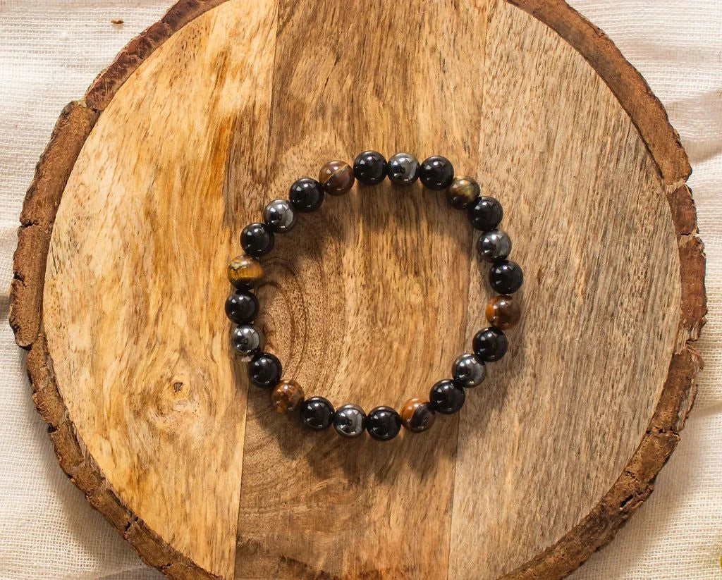 Black Obsidian, Tiger Eye triple protection bracelet