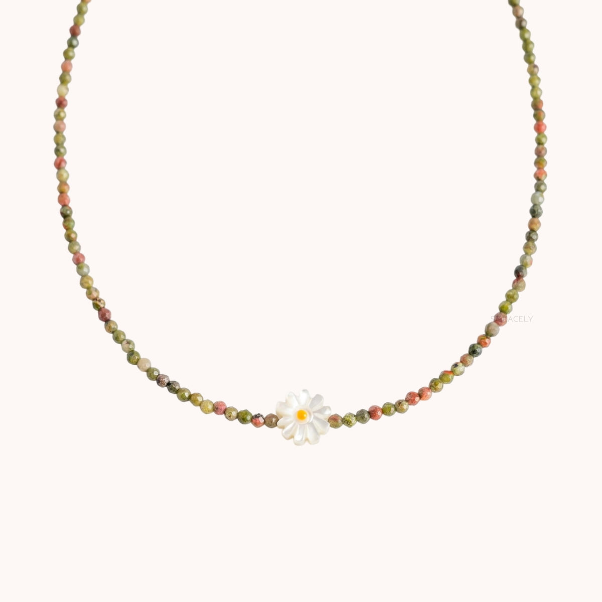 Unakite natural floral pendant necklace