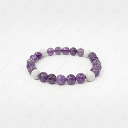 amethyst and howlite crystal bracelet 8mm beads
