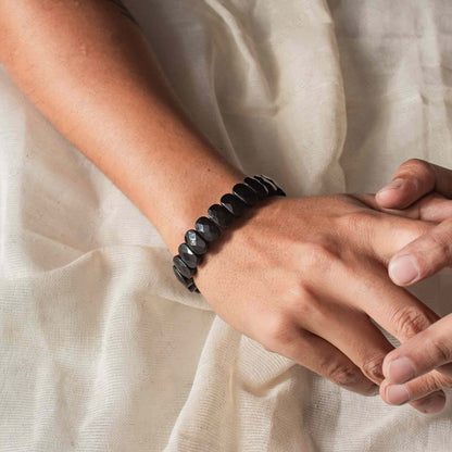 diamond cut black obsidian  bracelet