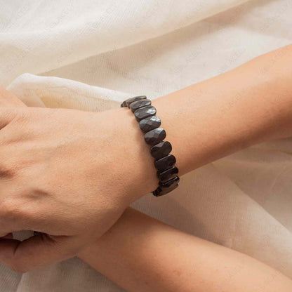 Black Obsidian diamond cut bracelet