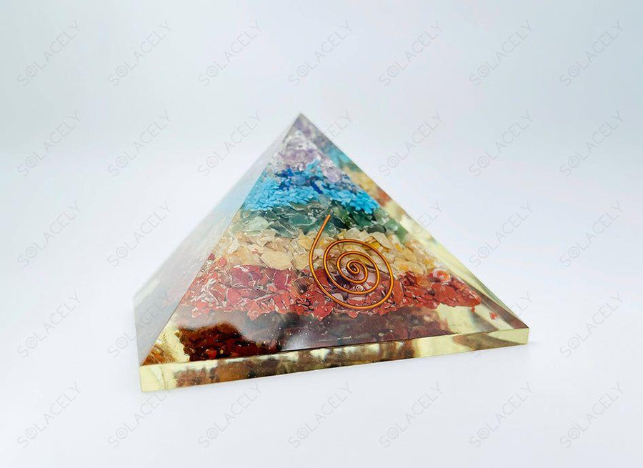 Seven Chakra Orgone Pyramid For Energetic Balance - Solacely