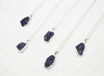 raw amethyst pendant necklace