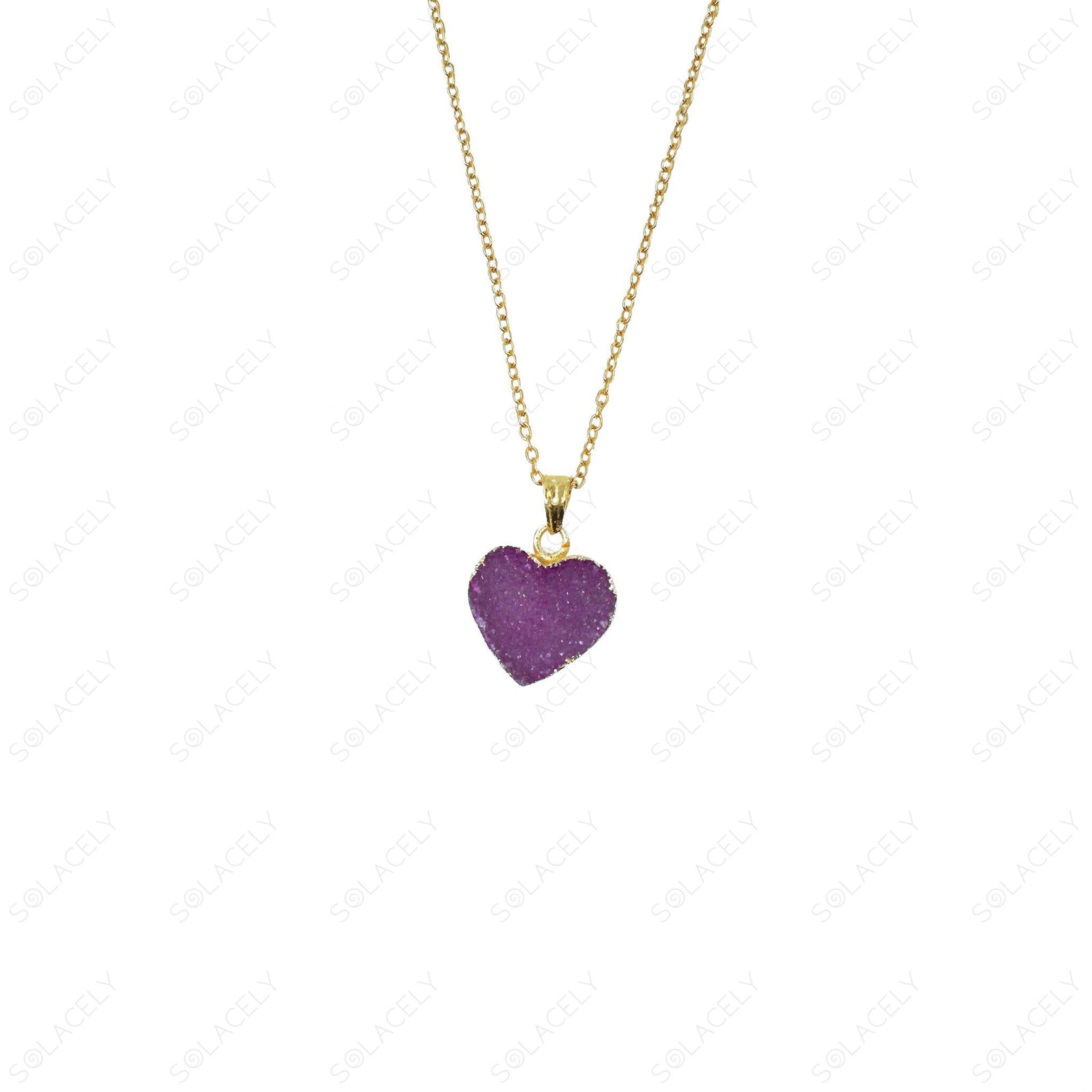 heart shaped pink druzy pendant