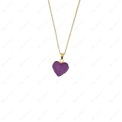 heart shaped pink druzy pendant