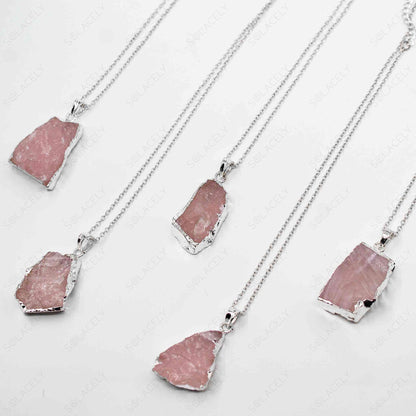 sterling silver rose quartz pendant