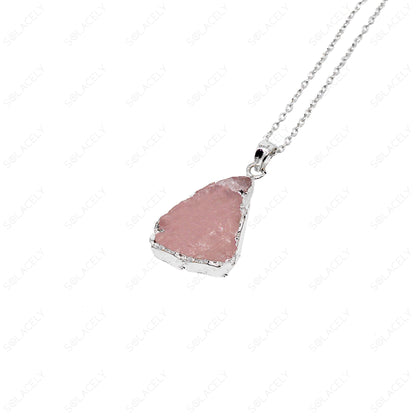 rose quartz pendant in silver