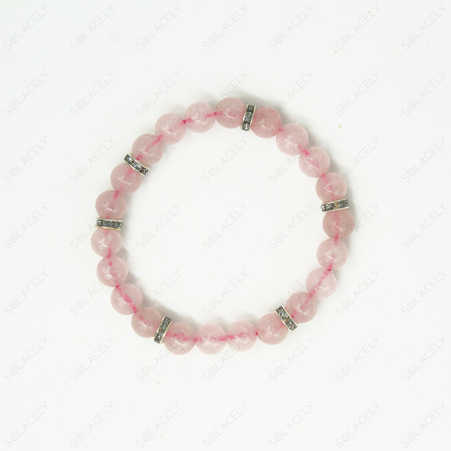 Bracelet Ancien En Quartz Rose Avec Charms étoile Scintillante – Fermoir Glissière